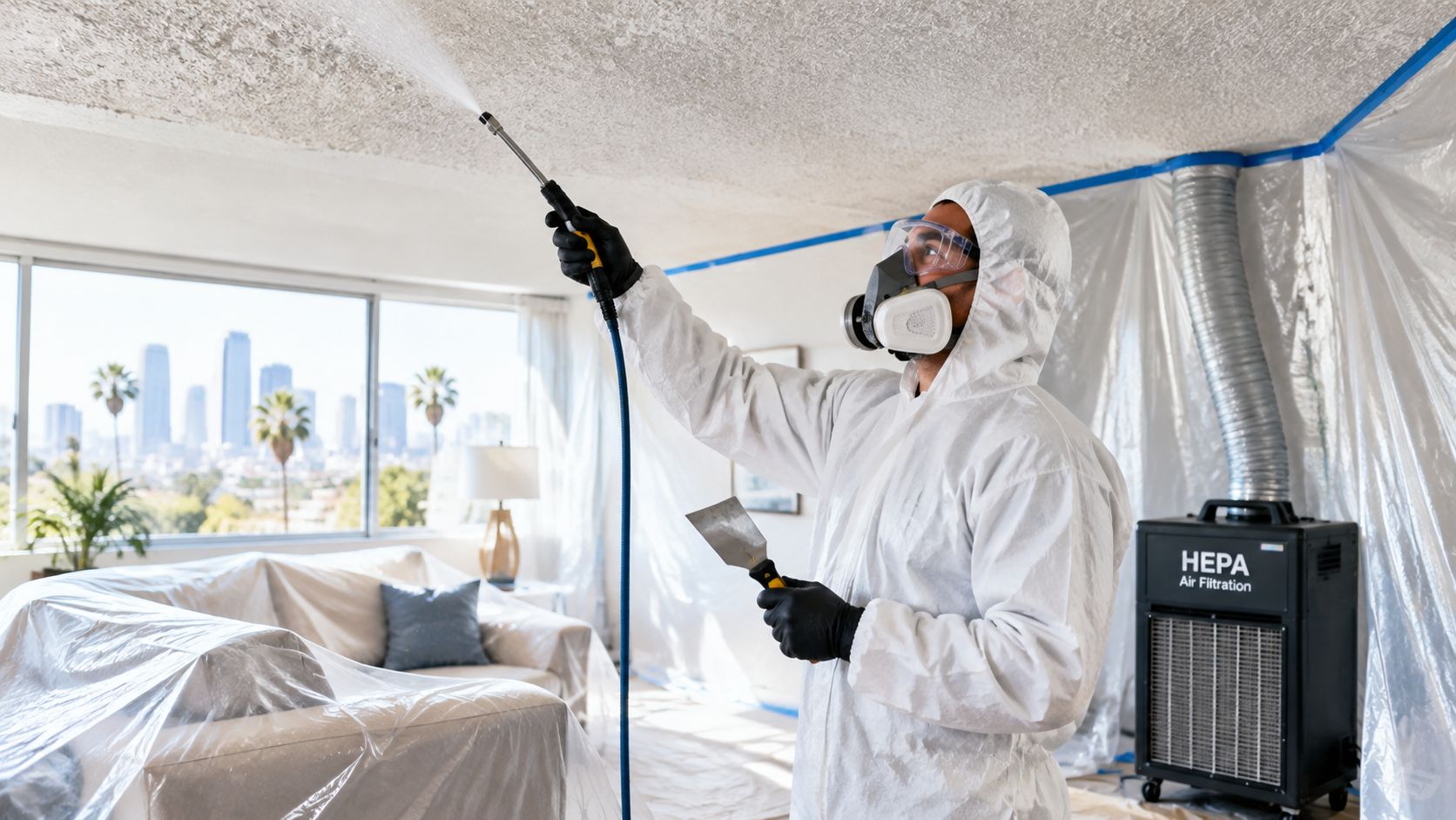 You are currently viewing How to Remove Asbestos Ceiling Popcorn Safely in LA
